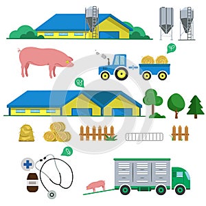 Detailed set of illustrations on the theme of a smart farm.