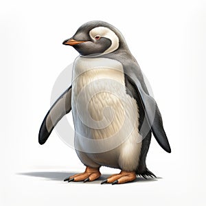Detailed Shaded Penguin Illustration On White Background