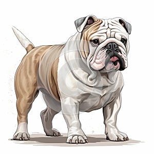 Detailed Shaded Vector Illustration Of English Bulldog With Bobbed Tail