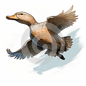 Detailed Shading Duck In Flight Illustration By Travis Charest