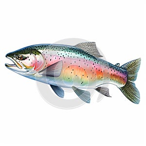 Detailed Shading Illustration Of Isolated Rainbow Trout