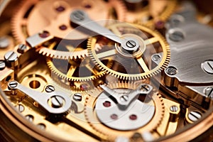 detailed shot of automatic watch gears meshing together