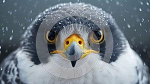 Detailed shot of bird of prey in midst of rain shower