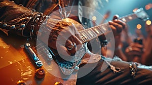 Close-Up of Person Playing Guitar