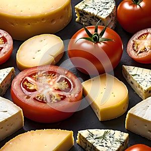 A Detailed Shot of Cheeses with Blue Veining