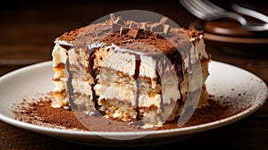 Detailed shot of decadent tiramisu photo