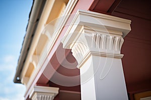 detailed shot of deep eaves corbels on italianate structure