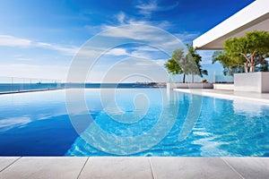 Detailed Shot of a Luxury Seafront Home Pool.