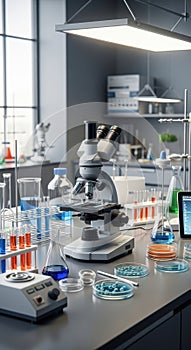 Modern Laboratory with Microscope and Scientific Equipment