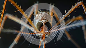 Detailed shot of a mosquitos maxillae revealing their long slender shape and delicate branching ends. .