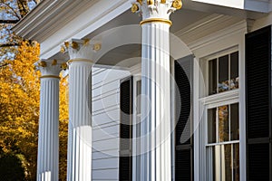 detailed shot of pilaster on greek revival school building