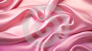 A detailed shot of a pink satin fabric, showcasing its smooth texture and luxurious appearance, The silky and smooth texture of