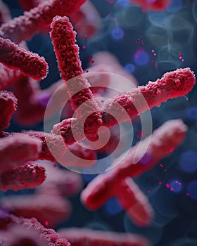 Detailed shot of a tuberculosis bacillus capturing the rod shape and mycolic acid coat great for infectious disease research photo