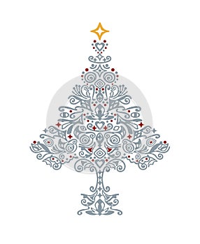 Detailed silver Christmas tree