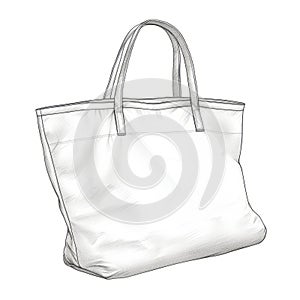 Detailed Sketching Of White Puffer Style Tote Bag