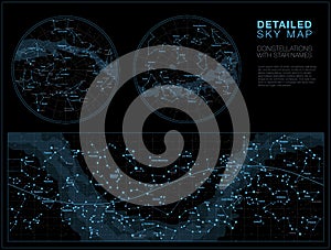 Detailed sky maps vector set photo