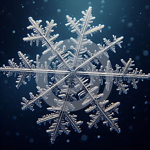 Detailed Snowflake Crystal Close-Up