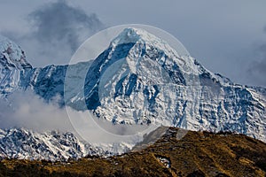 Detailed Snowy Blue Mountain Top