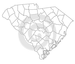 Detailed South Carolina Blind Map.