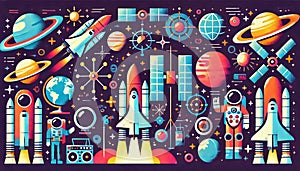 Space Exploration and Sci-Fi Vector Illustration
