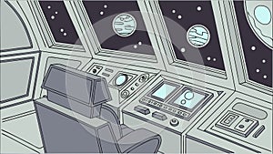 Detailed spaceship control panel, complex futuristic interface, vector design Generative AI