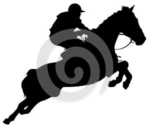 Detailed Sport Silhouette - Male Show Jumping or Horse Racing