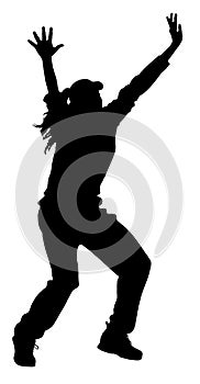 Detailed Sport Silhouette - Woman or Female Cricket Bowler Appealing for LBW photo