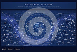 Detailed star map with names of stars