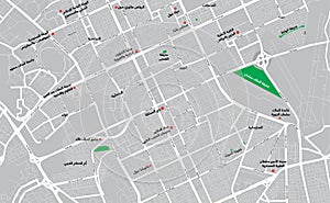Detailed street map of Riyadh in KSA.