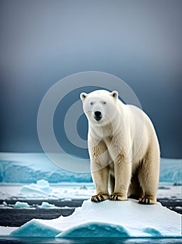 Detailed surrealism style polar bear Antarctica rainbow