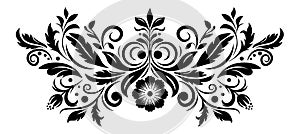 Detailed swirls and curves floral black ornament