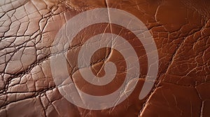 Detailed texture of cracked brown leather with organic patterns and light surface