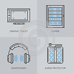 Detailed thin line icons for business.