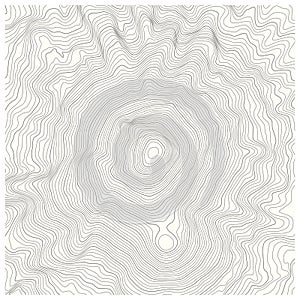 Detailed topographic map with contour lines of a mountain