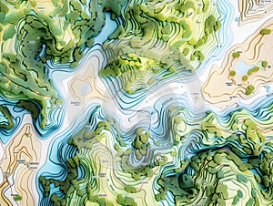 Detailed Topographical Map with Intricate Property Delineations and Land Usage Patterns photo