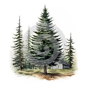 detailed tree illustration, isolated on a white background, is a stunning artistic representation of nature's beauty.