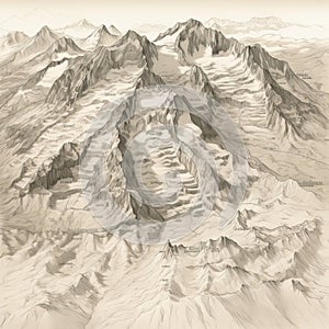 Detailed Tundra Drawing Of Glockner Group