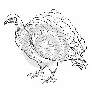 Detailed Turkey Coloring Page For Children\'s Coloring Book