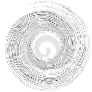 Detailed twirl, spiral element. Whirlpool, whirligig effect. Circular, rotating burst lines. Whirl radial spokes. Coil, twirl