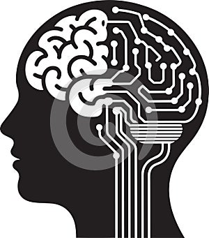 Ai Human Brain Vector Illustration Featuring Head And Circuit Design