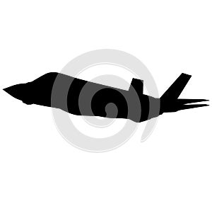 Detailed vector illustration of an Air Force stealth F-35 Lightning II fighter jet. Isolated realistic silhouette F 35 jet fighter