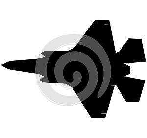 Detailed vector illustration of an Air Force stealth F-35 Lightning II fighter jet. Isolated realistic silhouette F 35 jet fighter