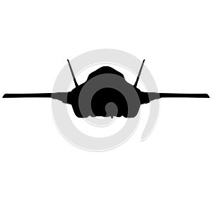 Detailed vector illustration of an Air Force stealth F-35 Lightning II fighter jet. Isolated realistic silhouette F 35 jet fighter