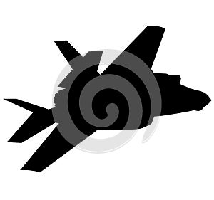 Detailed vector illustration of an Air Force stealth F-35 Lightning II fighter jet. Isolated realistic silhouette F 35 jet fighter