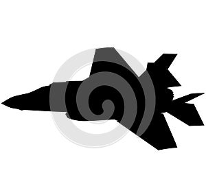 Detailed vector illustration of an Air Force stealth F-35 Lightning II fighter jet. Isolated realistic silhouette F 35 jet fighter