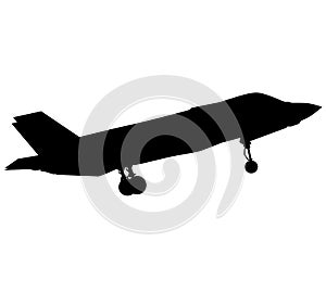 Detailed vector illustration of an Air Force stealth F-35 Lightning II fighter jet. Isolated realistic silhouette F 35 jet with un