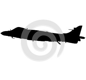 Detailed vector illustration of an British military Royal Air Force, navy aircraft the Harrier jump jet from McDonnell Douglas AV8