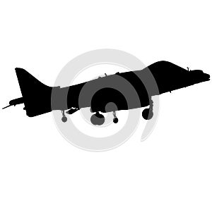 Detailed vector illustration of an British military Royal Air Force, navy aircraft the Harrier jump jet from McDonnell Douglas AV8