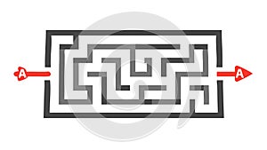 Complex maze with solution, problem-solving and challenge vector design Generative AI