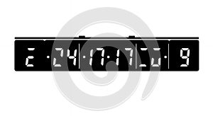Digital Time Display Countdown Vector - Black and White Electronic Timer